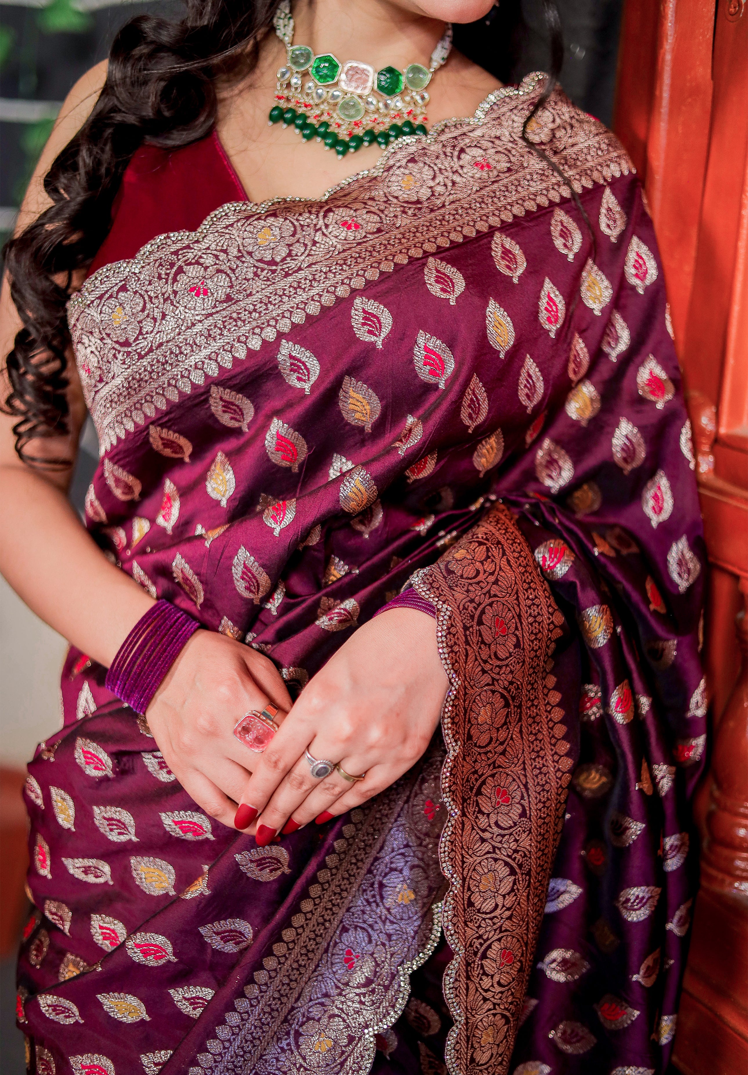 Women's Woven Banarasi Designer Saree With Blouse Piece
