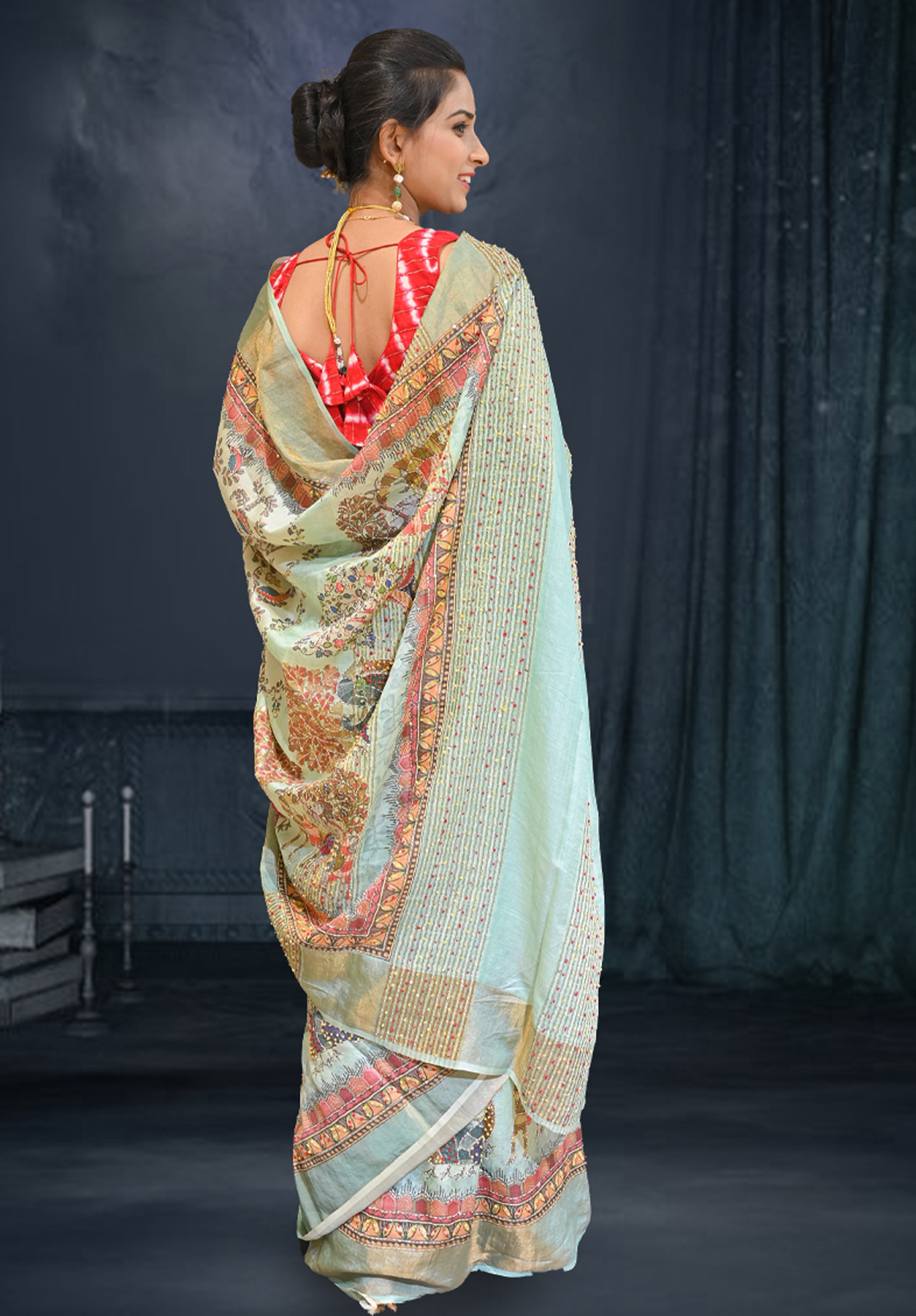 Pure Kantha stich Saree With Blouse Piece – Tea