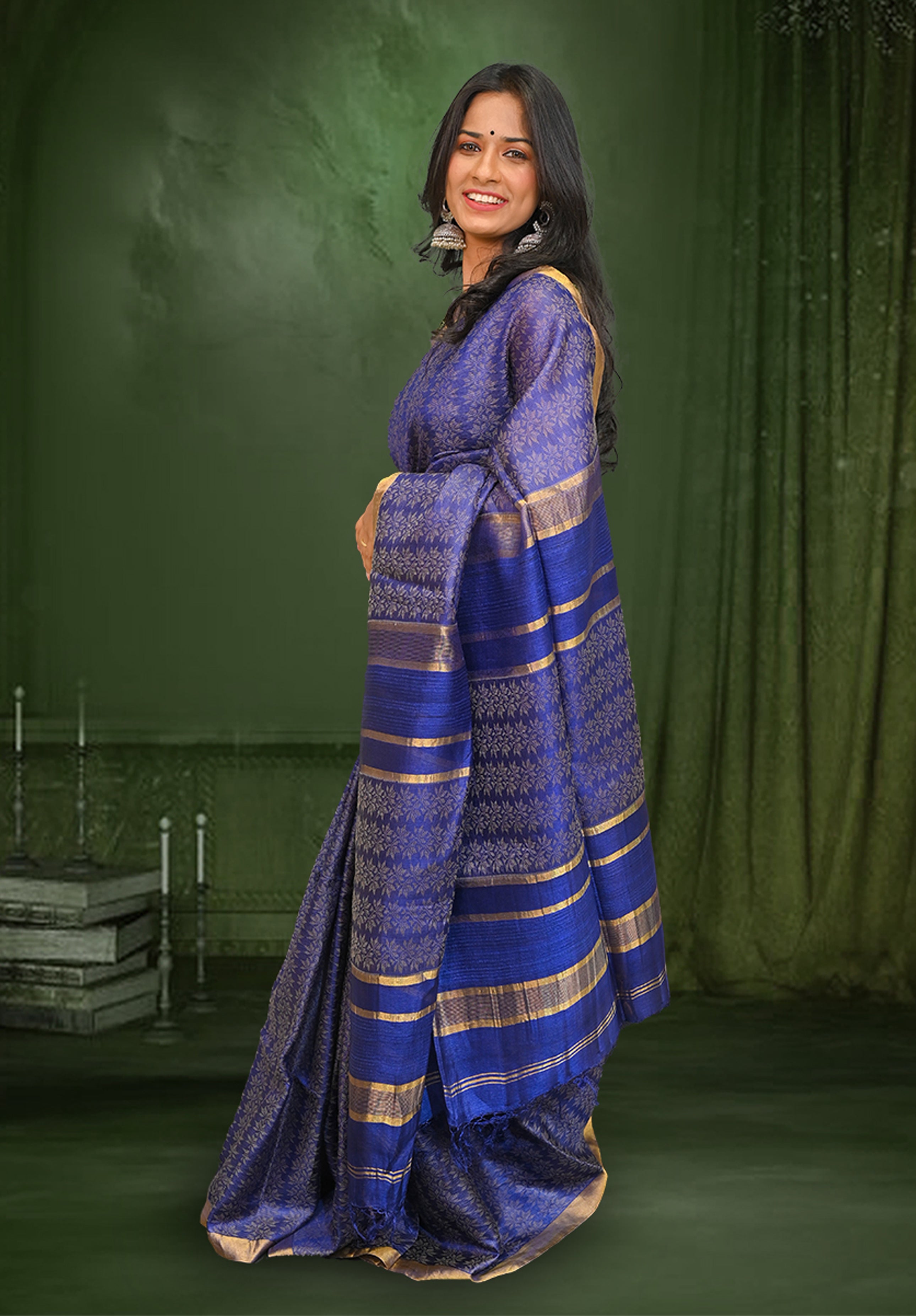 Kosa Pure silk Saree With Blouse Piece – Blue