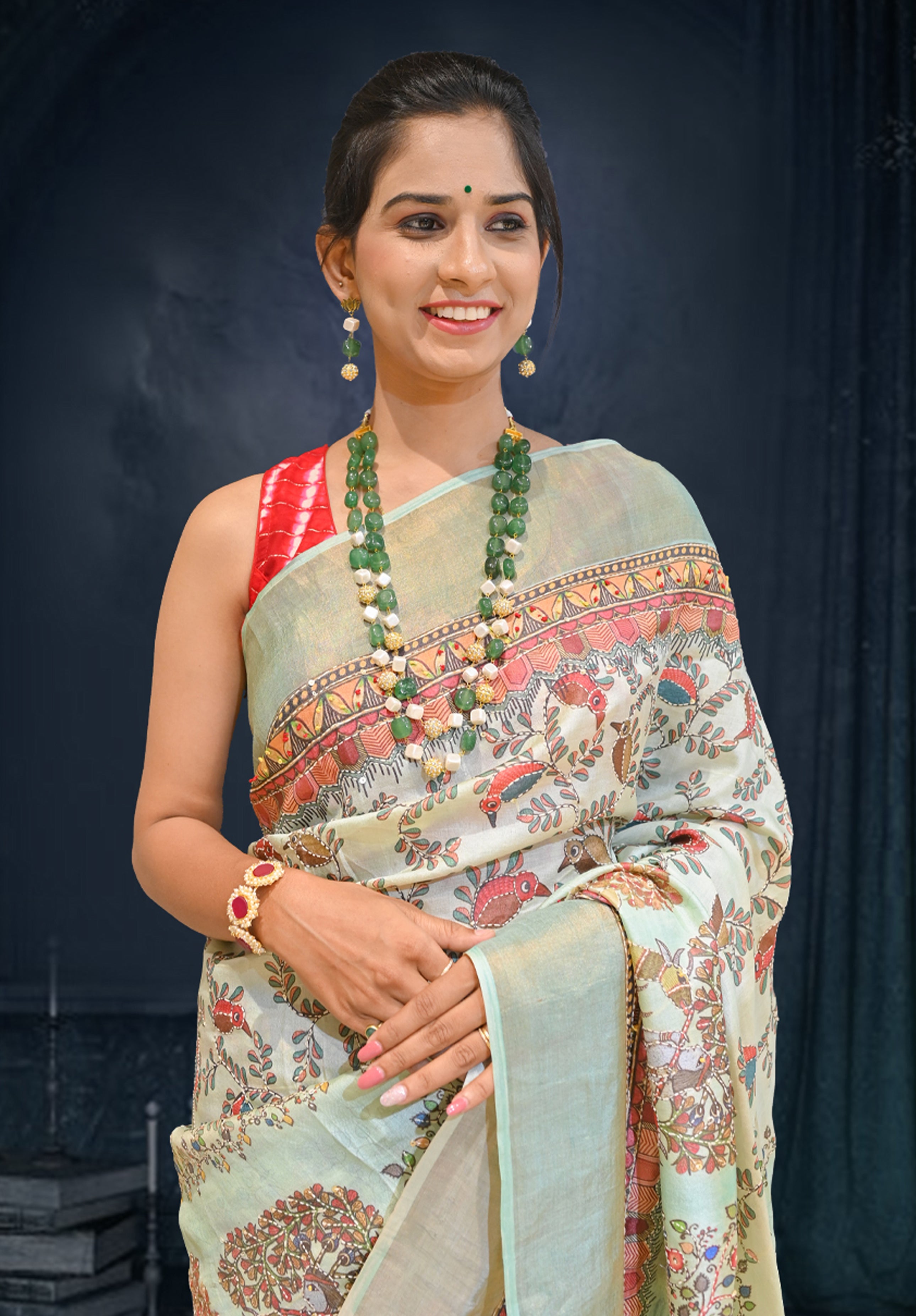Pure Kantha stich Saree With Blouse Piece – Tea