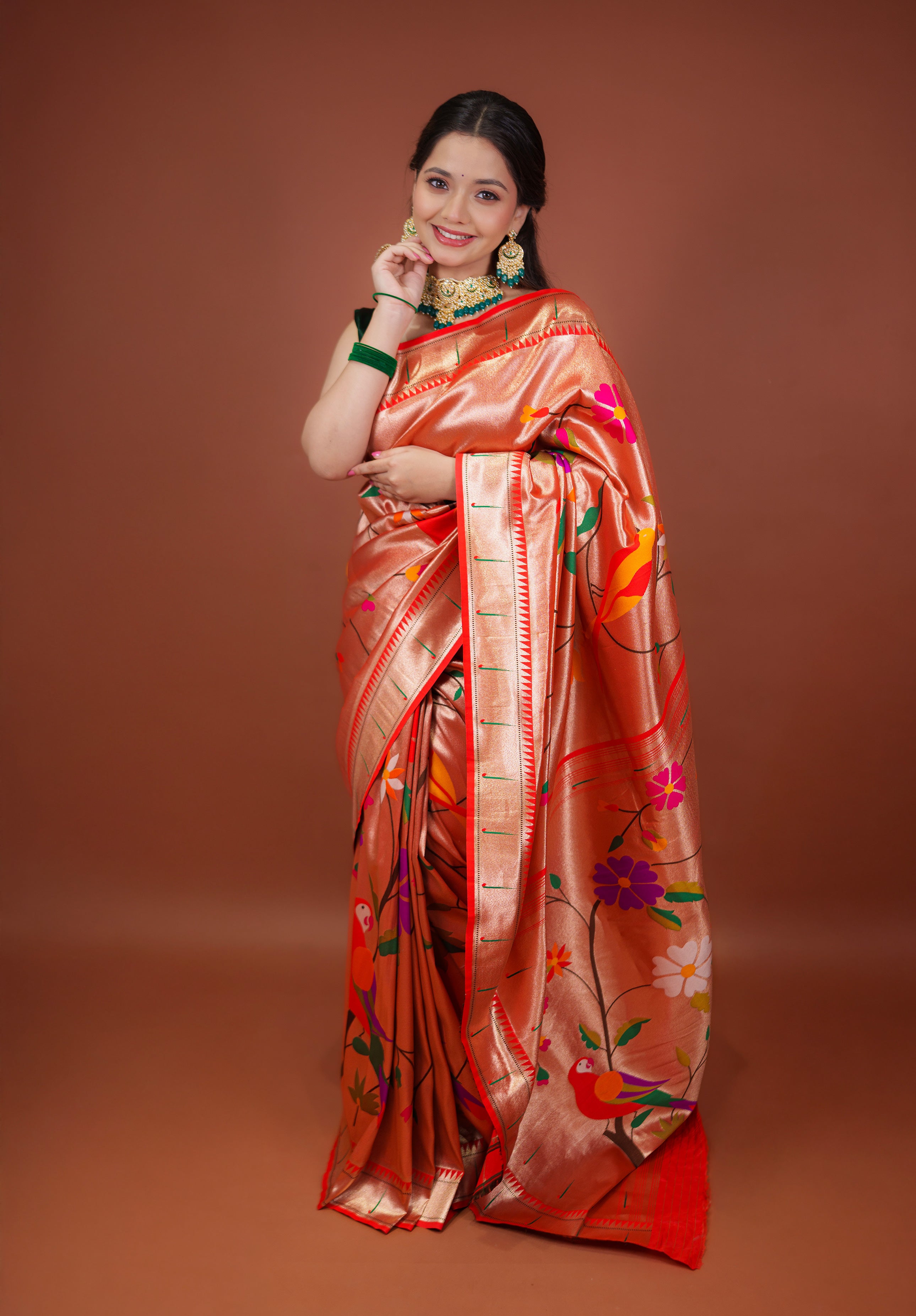 Women's Woven Design Pure silk Paithani Saree With Blouse Piece