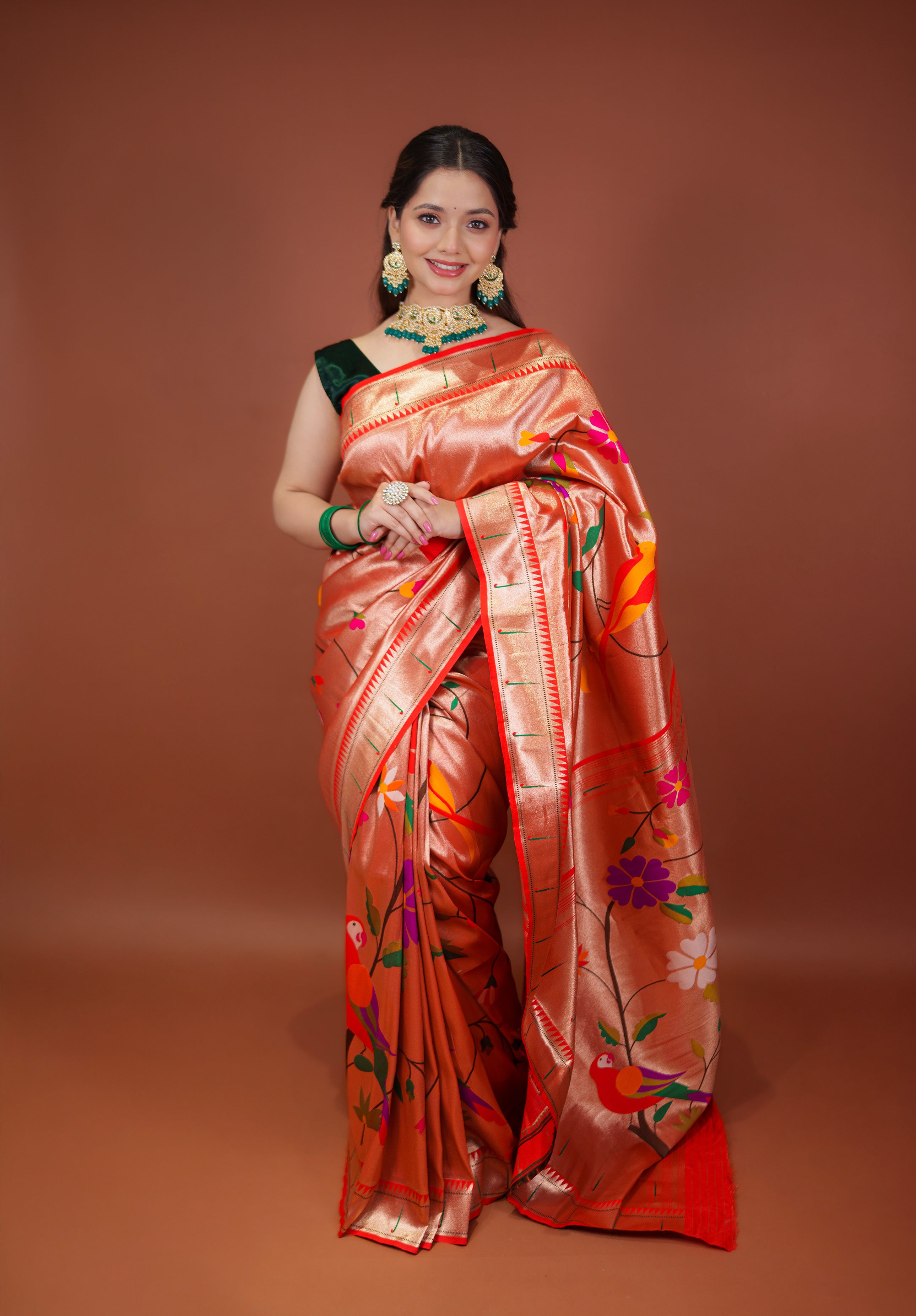 Women's Woven Design Pure silk Paithani Saree With Blouse Piece