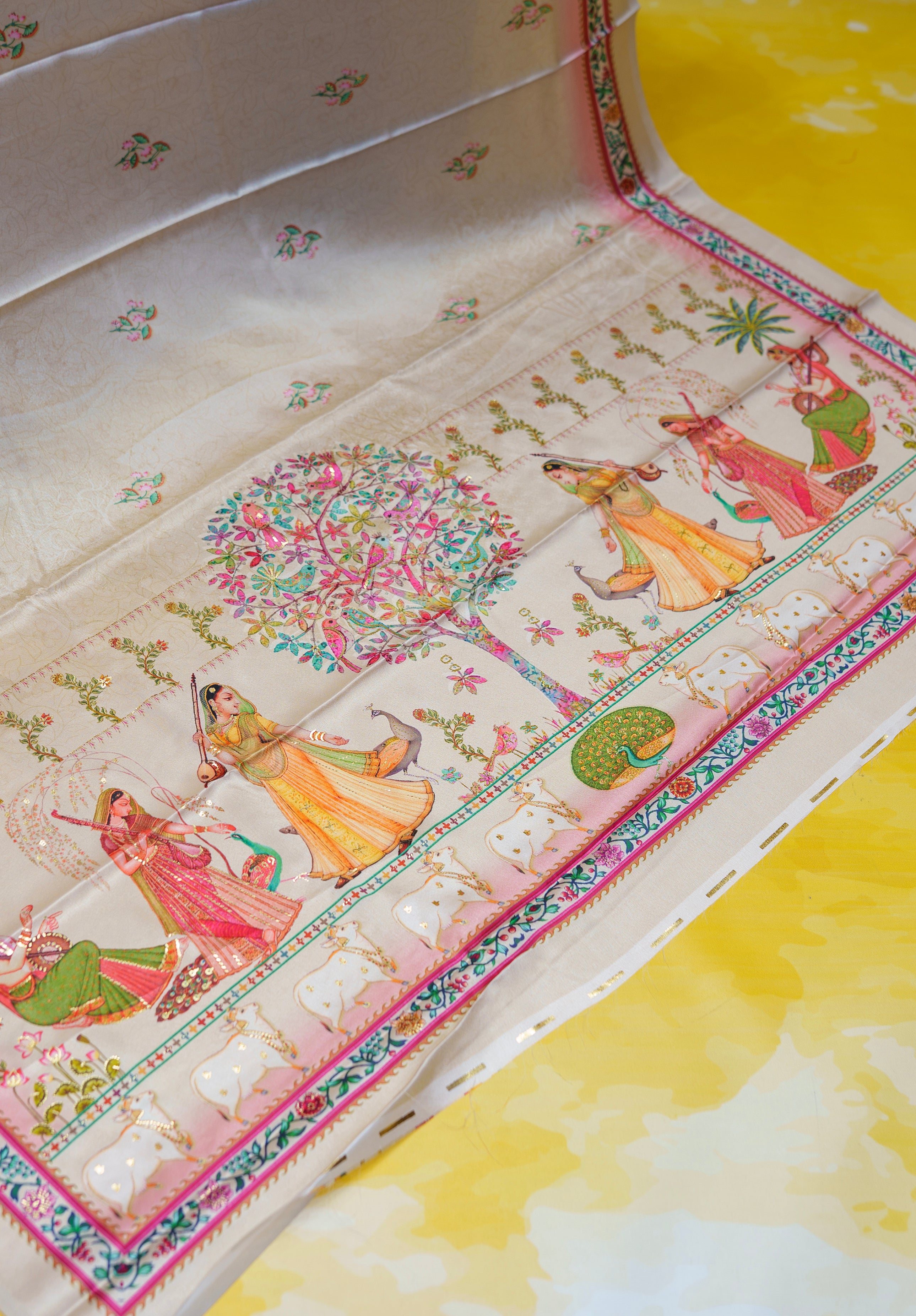 Women's Woven Fancy Satin silk Saree With Blouse Piece