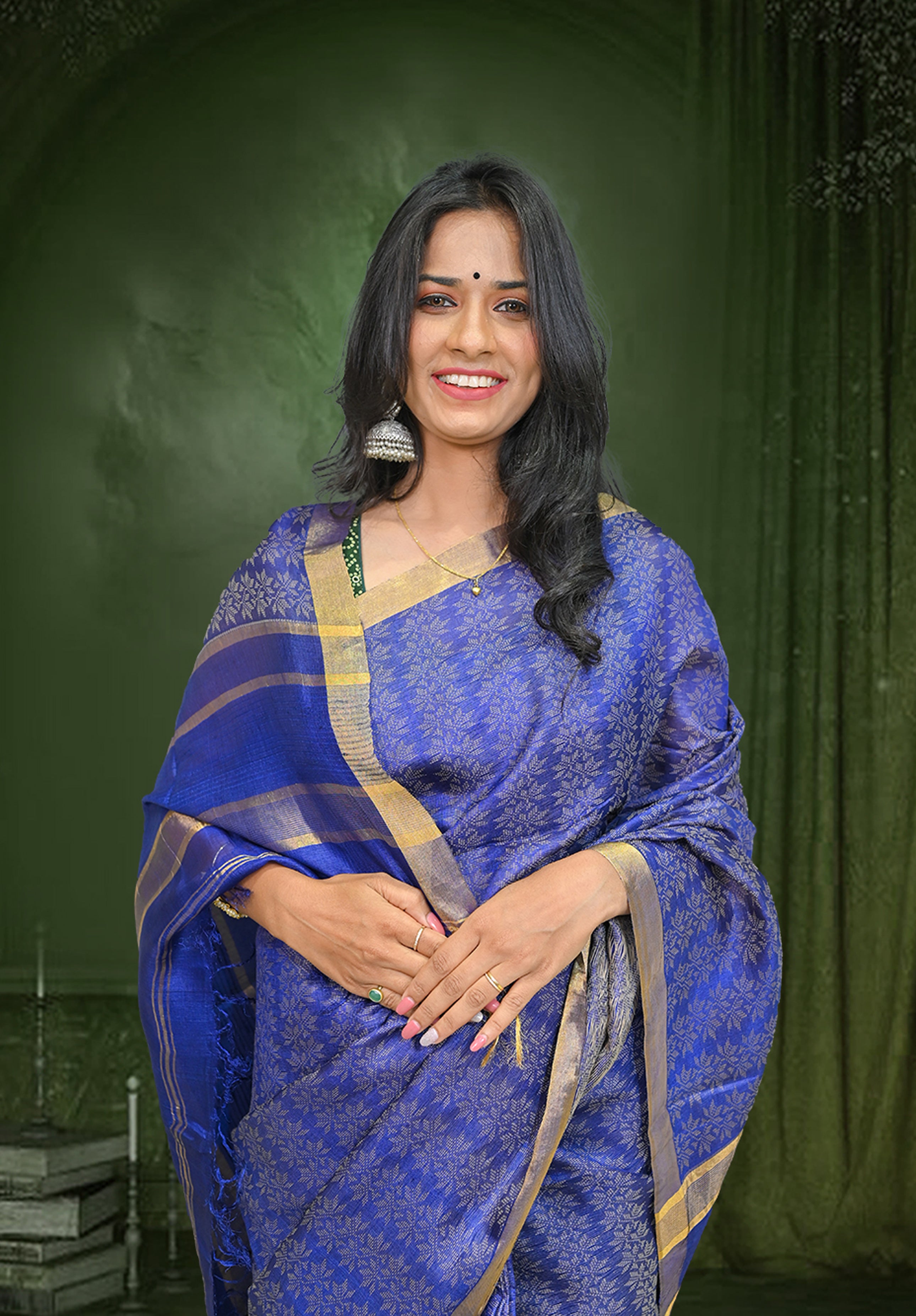 Kosa Pure silk Saree With Blouse Piece – Blue