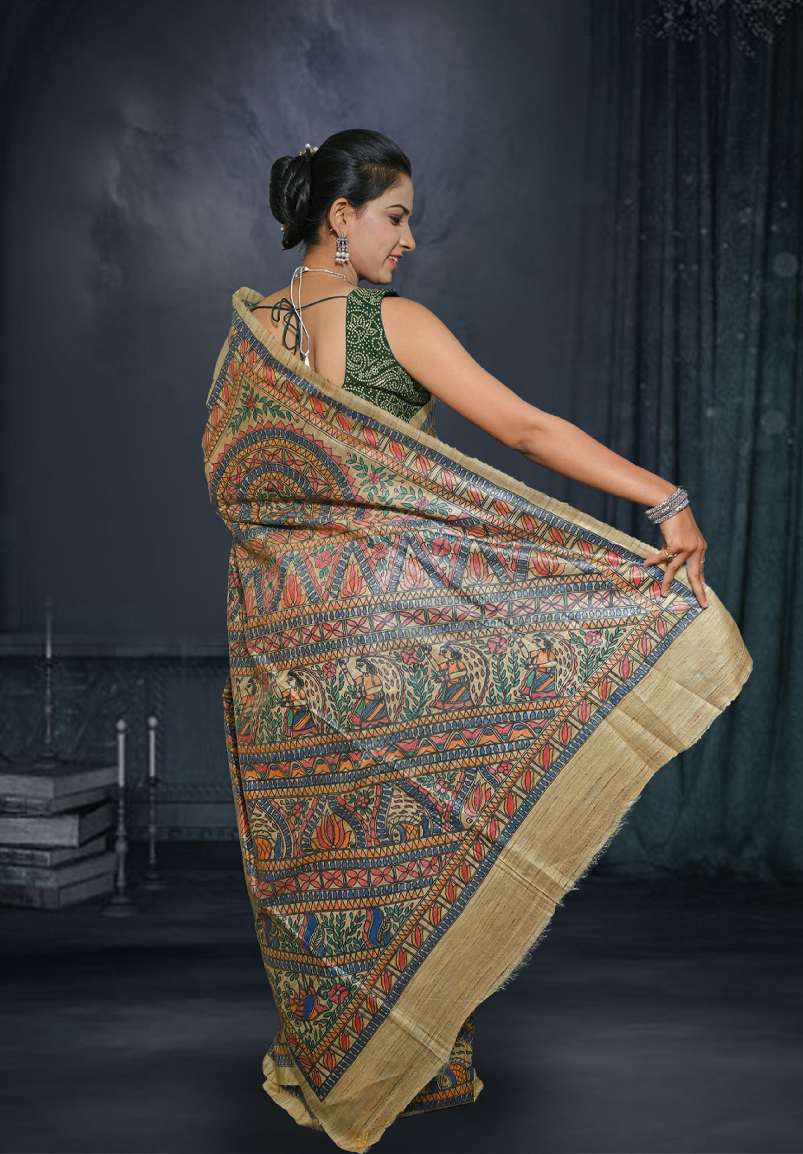 Pure Madhubani Saree With Blouse Piece – Mustard