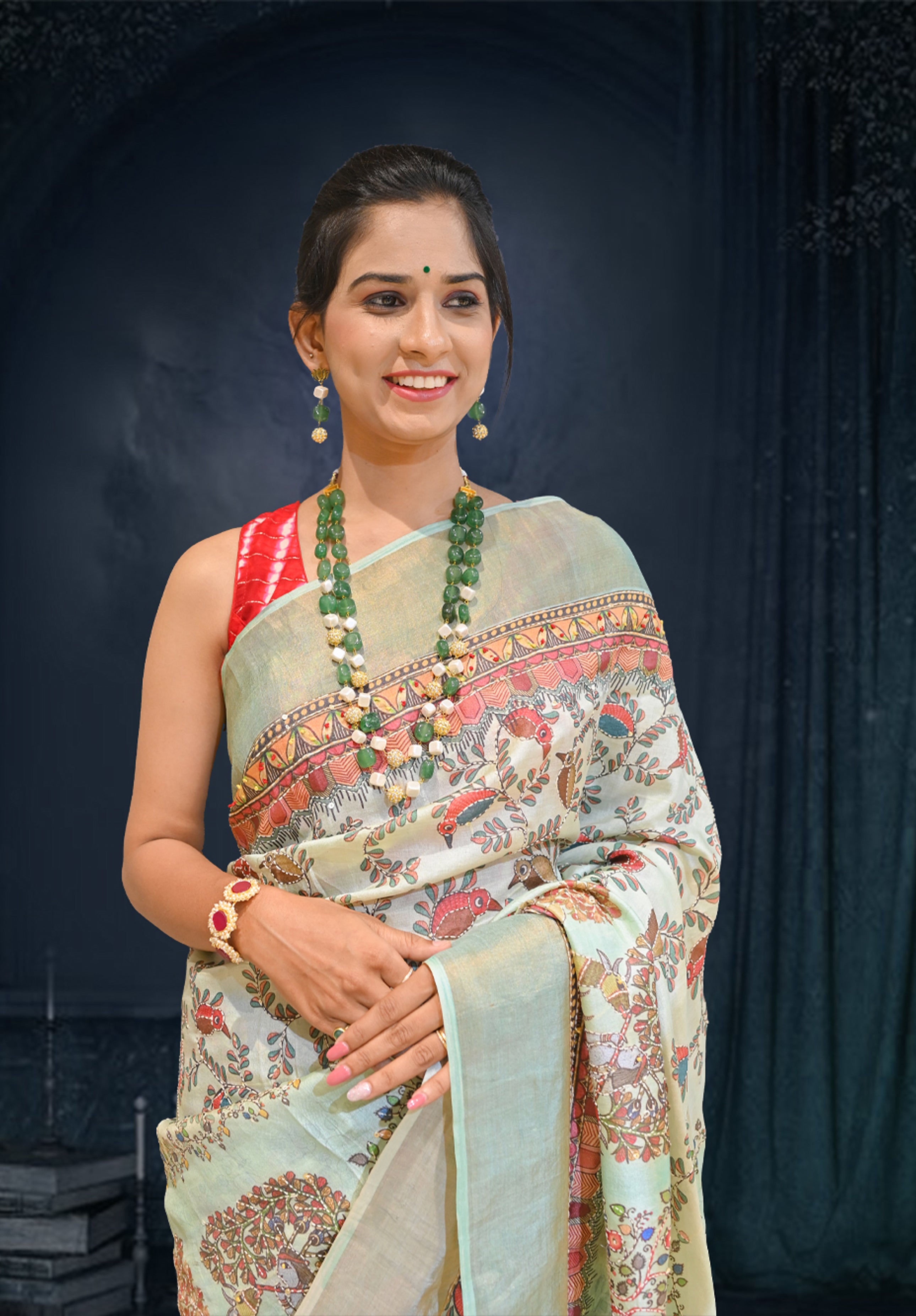 Pure Kantha stich Saree With Blouse Piece – Tea