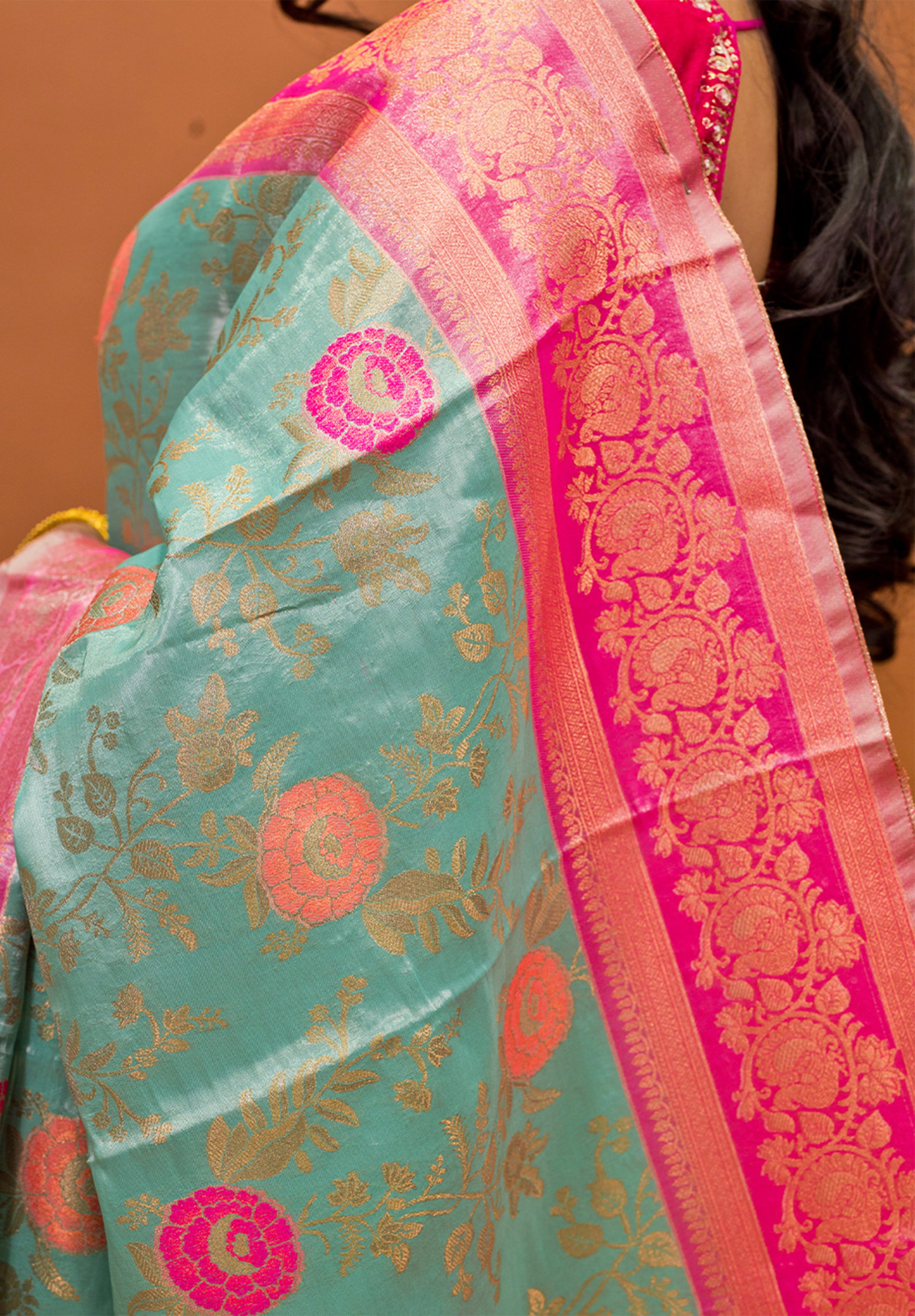 Pure Tissue Kanjivaram Silk Saree With Blouse Piece- Light pista
