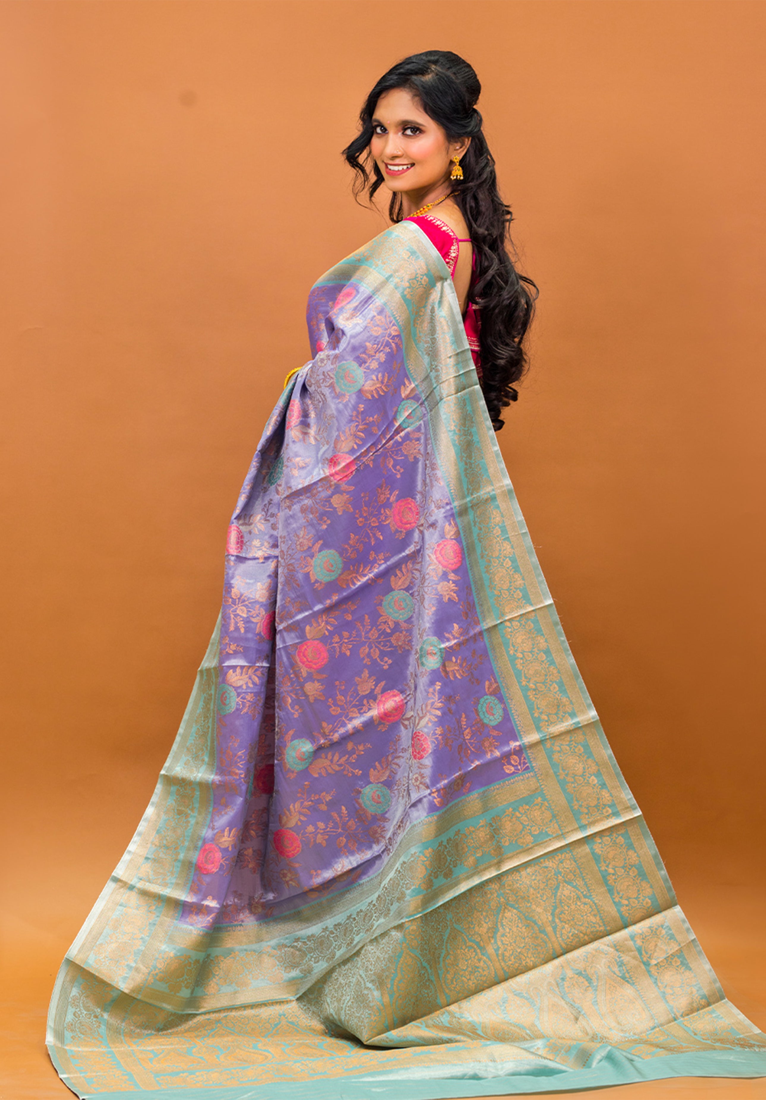 Pure Tissue Kanjivaram Silk Saree With Blouse Piece- Light blue