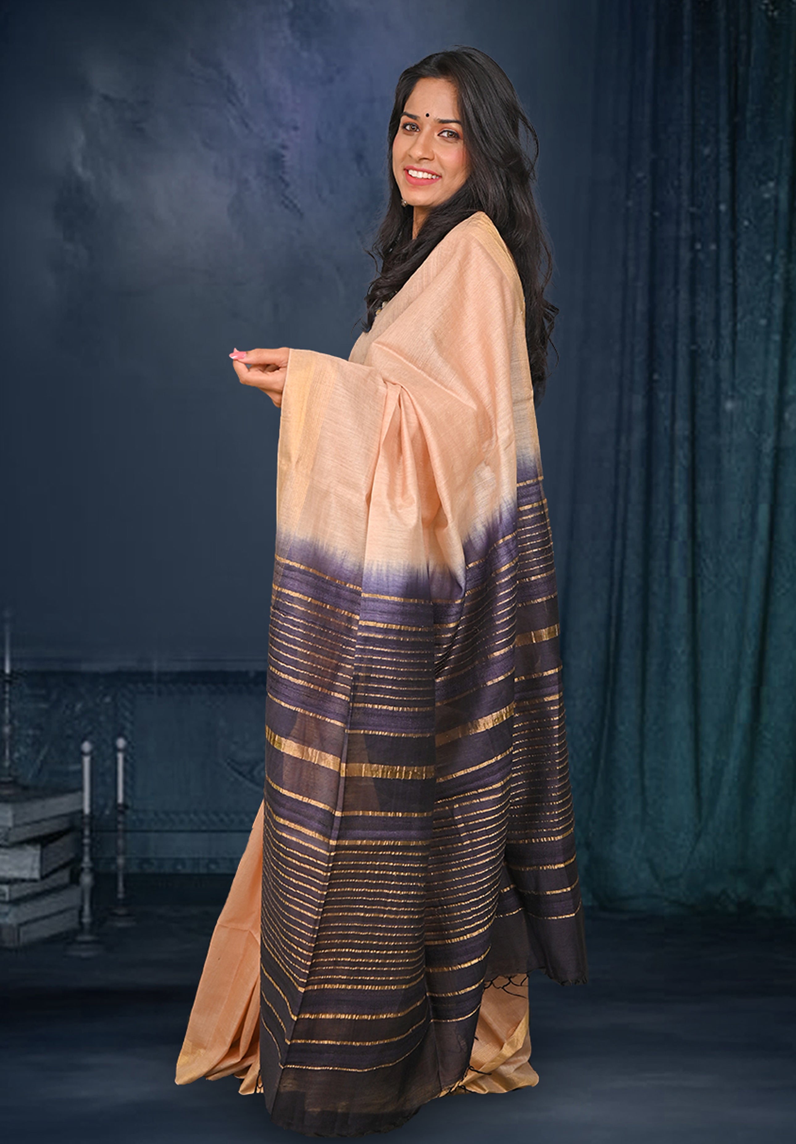 Kosa Pure silk Saree With Blouse Piece – Natural