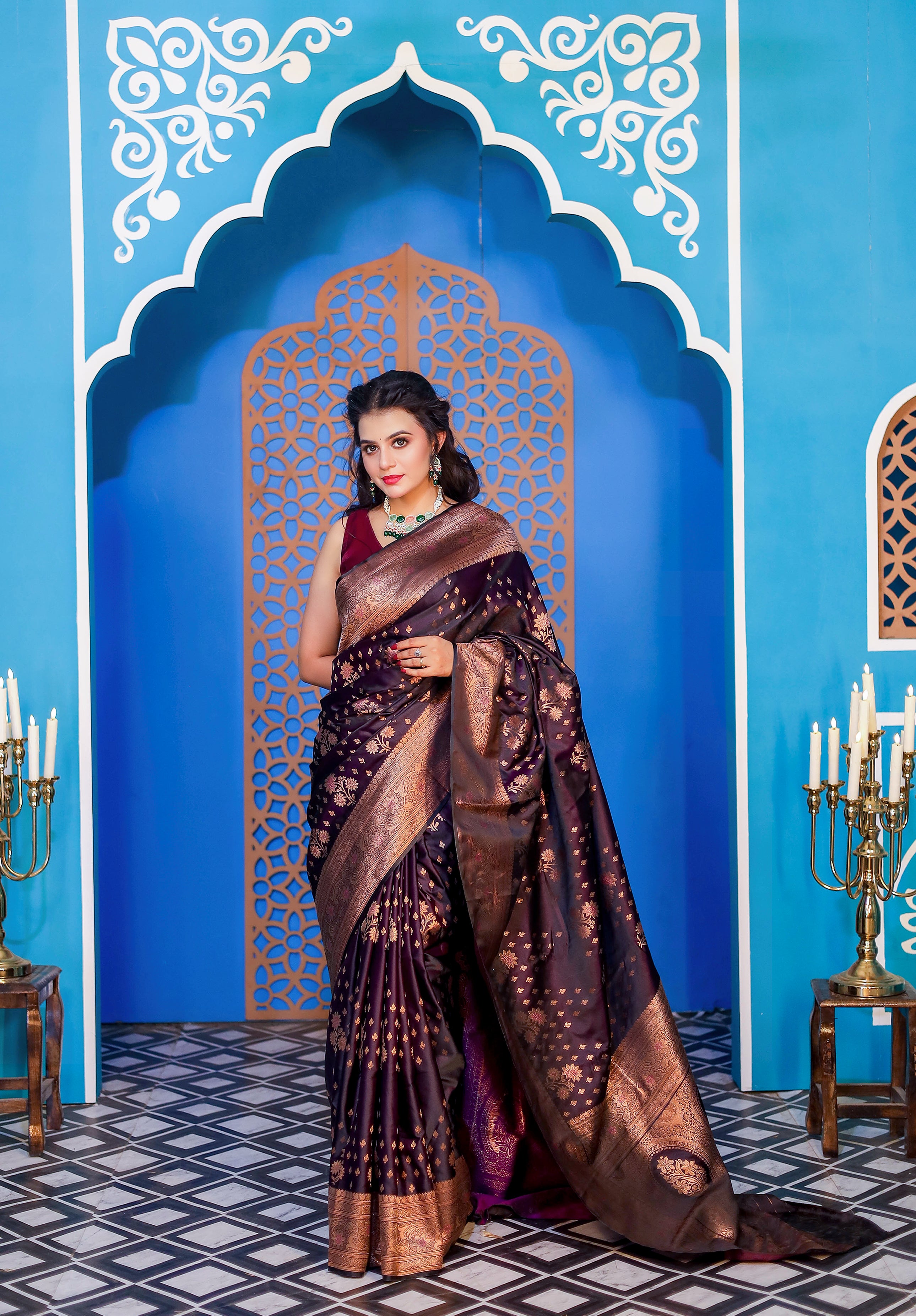 Women's Woven Banarasi Designer Saree With Blouse Piece