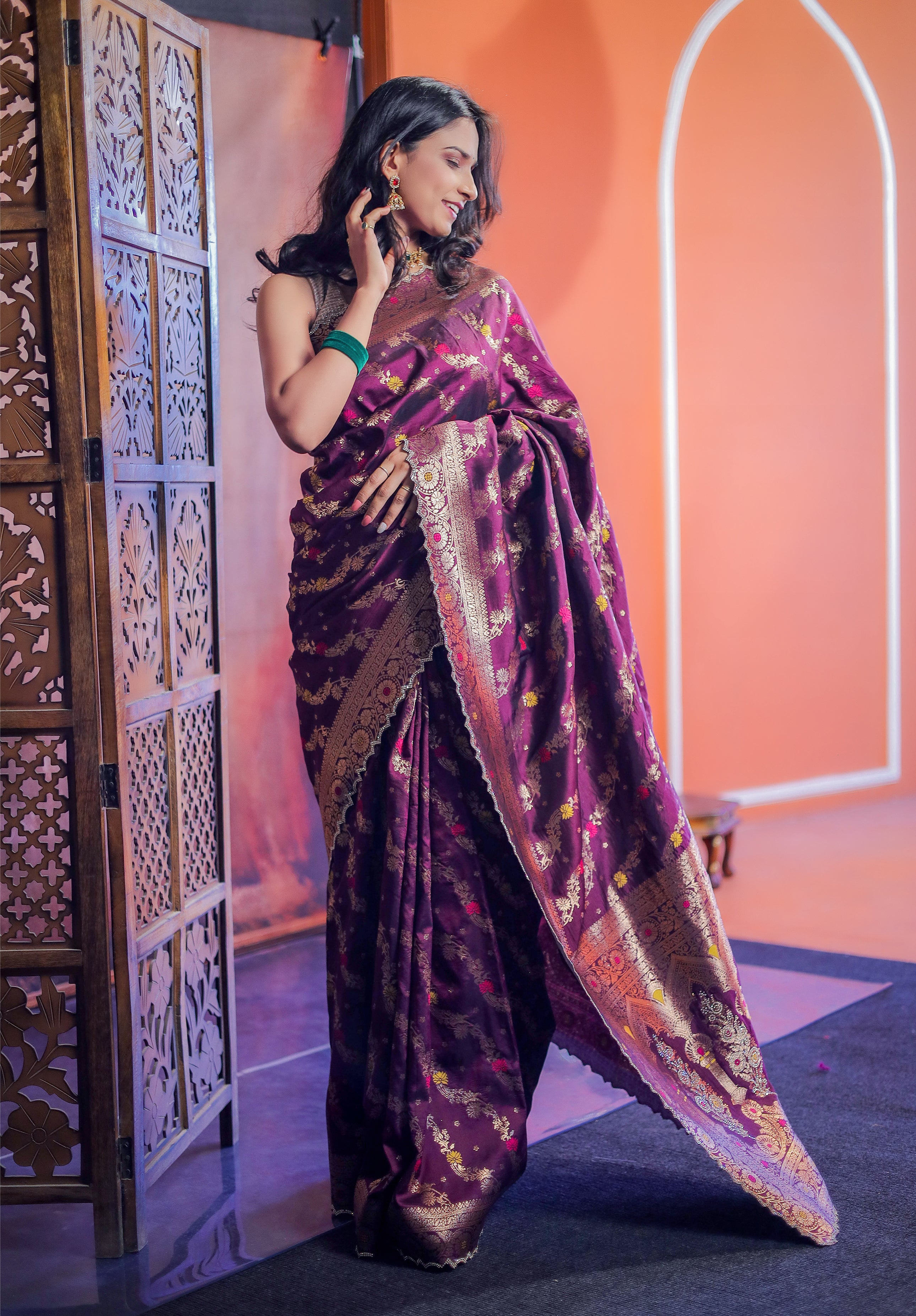 Women's Woven Banarasi Designer Saree With Blouse Piece