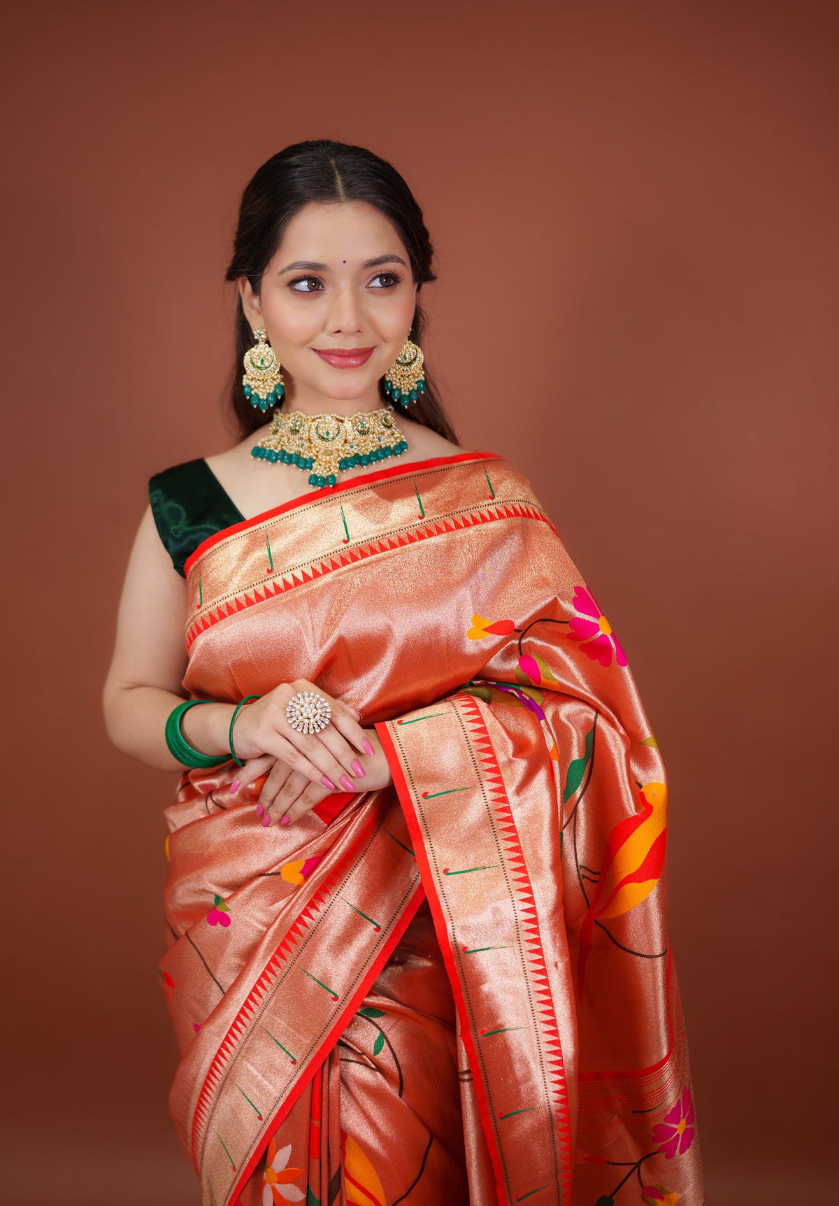 Women's Woven Design Pure silk Paithani Saree With Blouse Piece