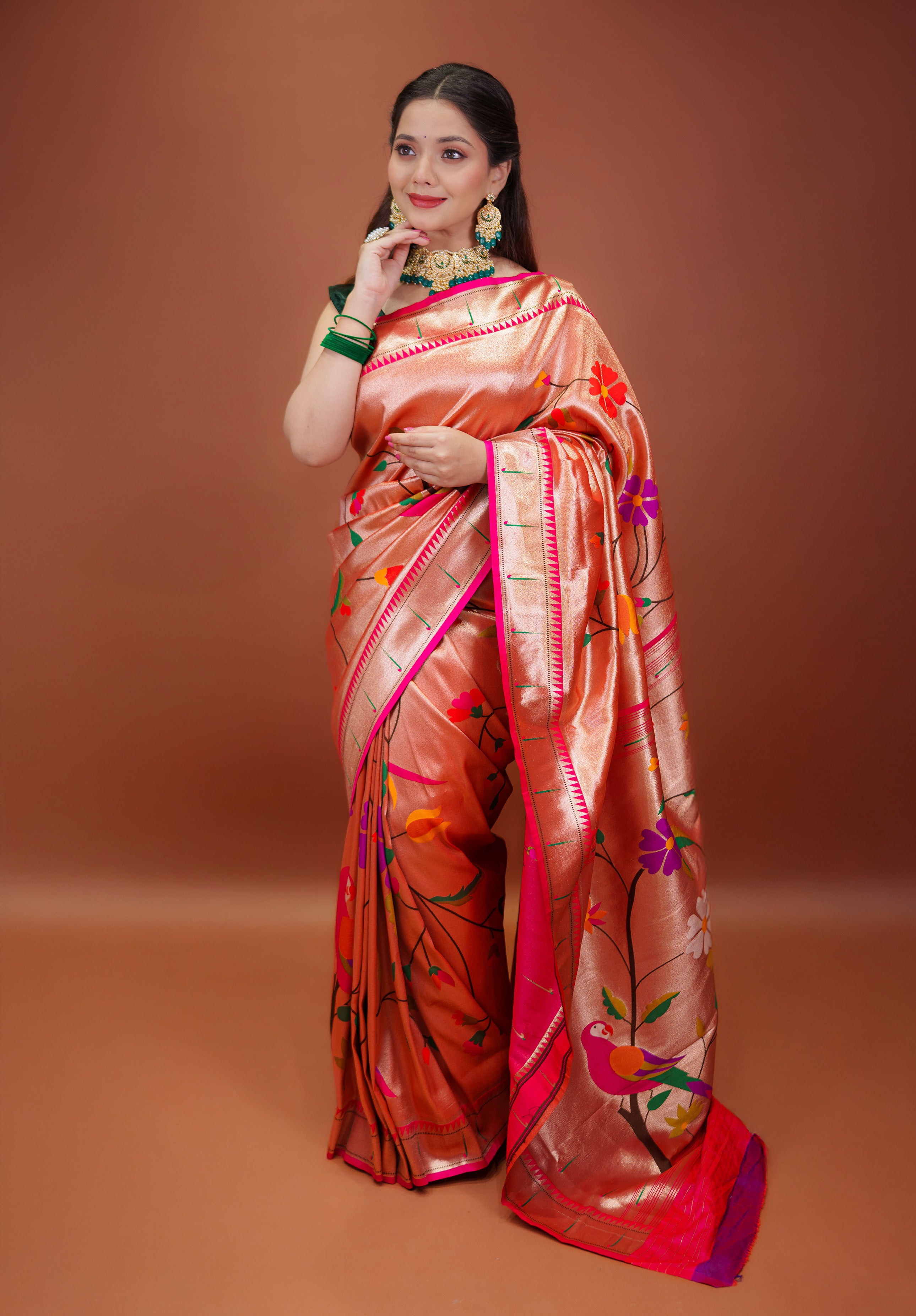 Women's Woven Design Pure silk Paithani Saree With Blouse Piece