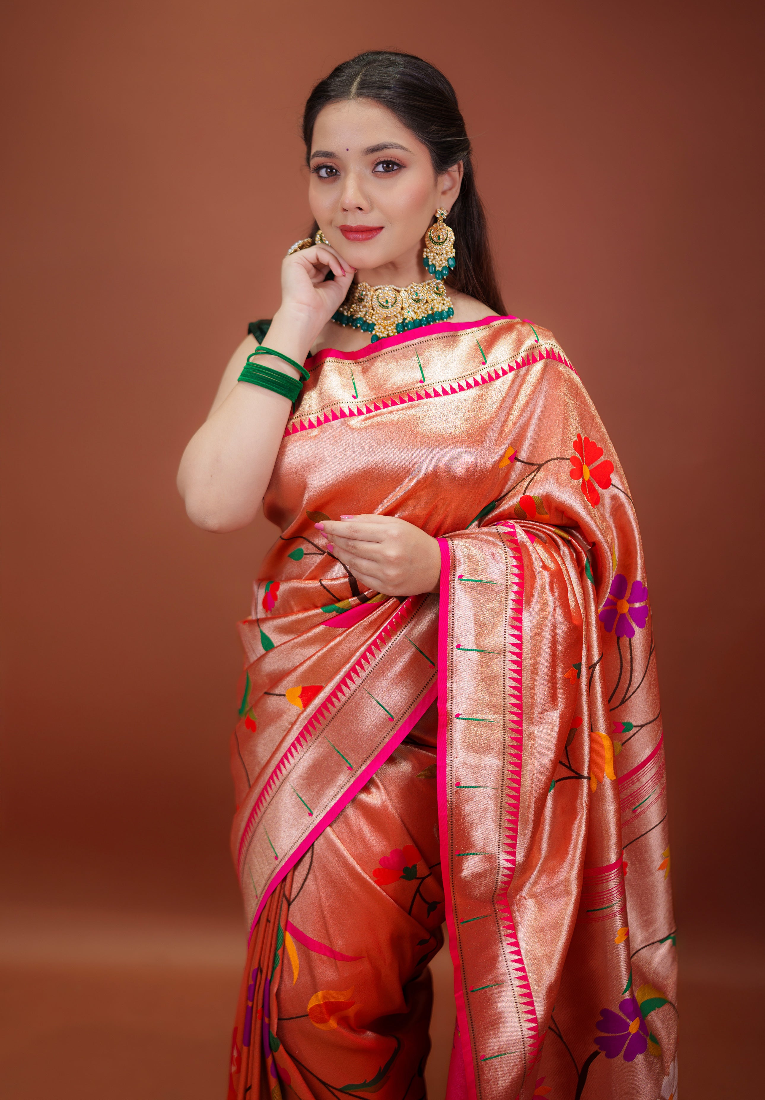 Women's Woven Design Pure silk Paithani Saree With Blouse Piece