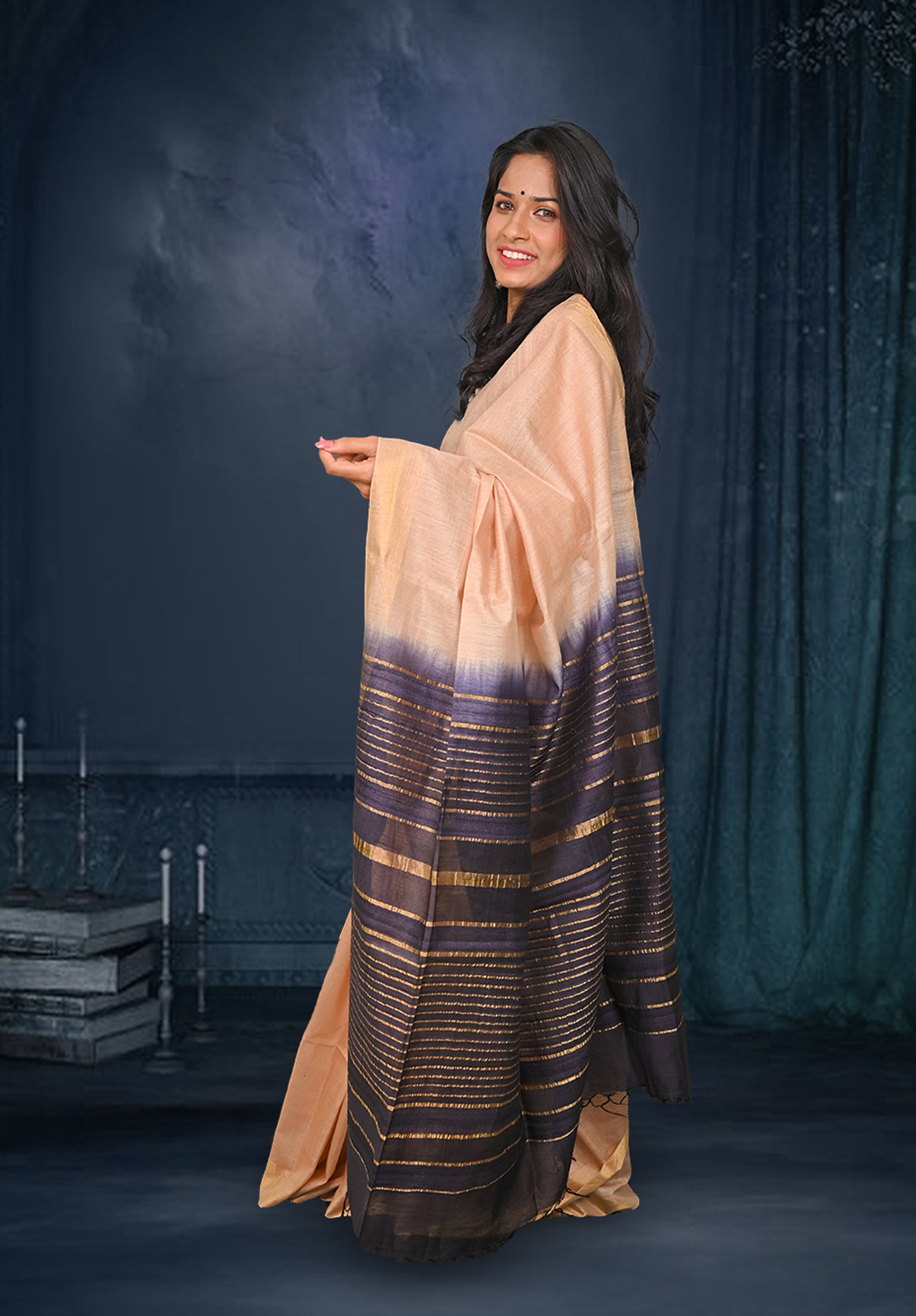 Kosa Pure silk Saree With Blouse Piece – Natural