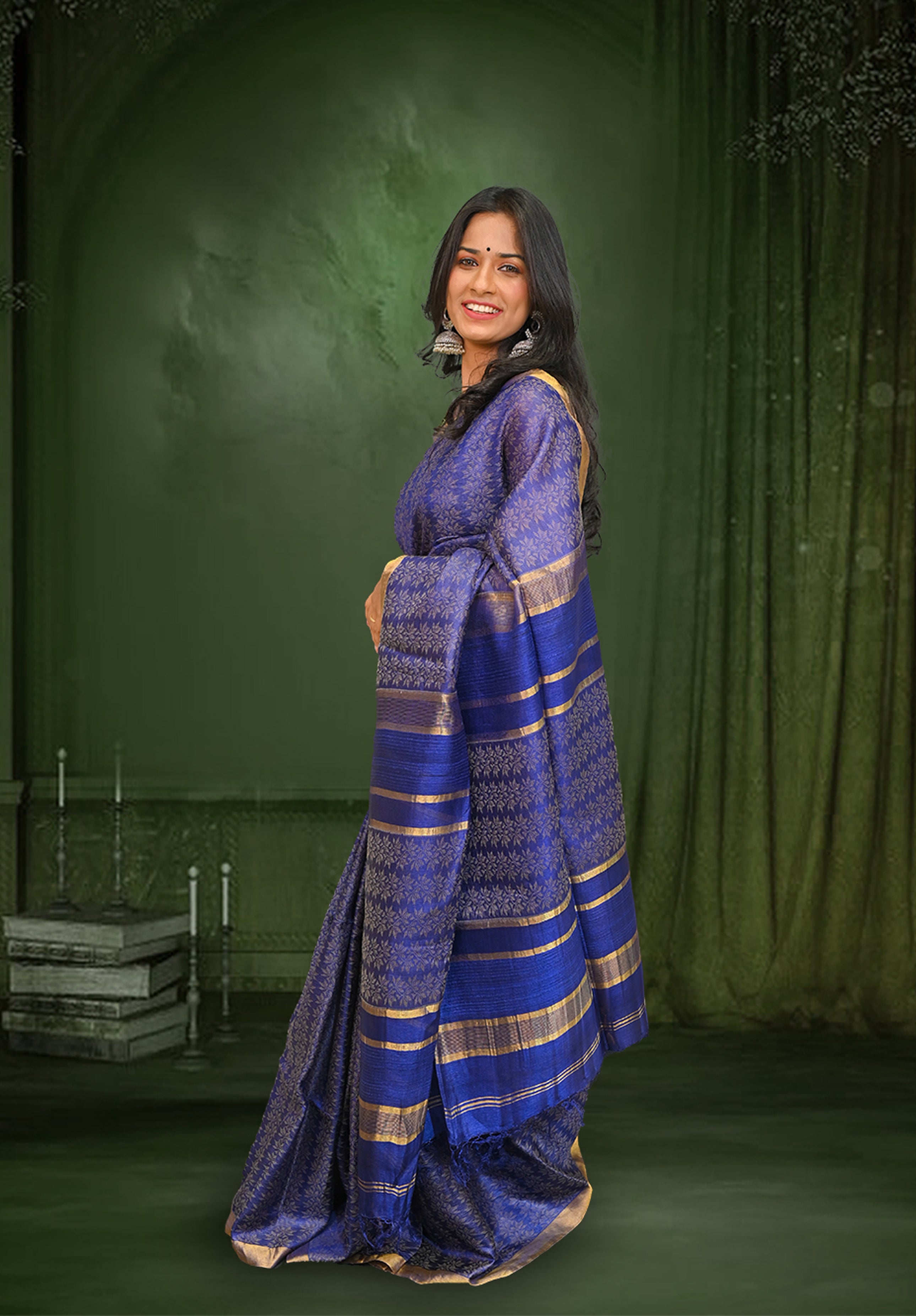 Kosa Pure silk Saree With Blouse Piece – Blue