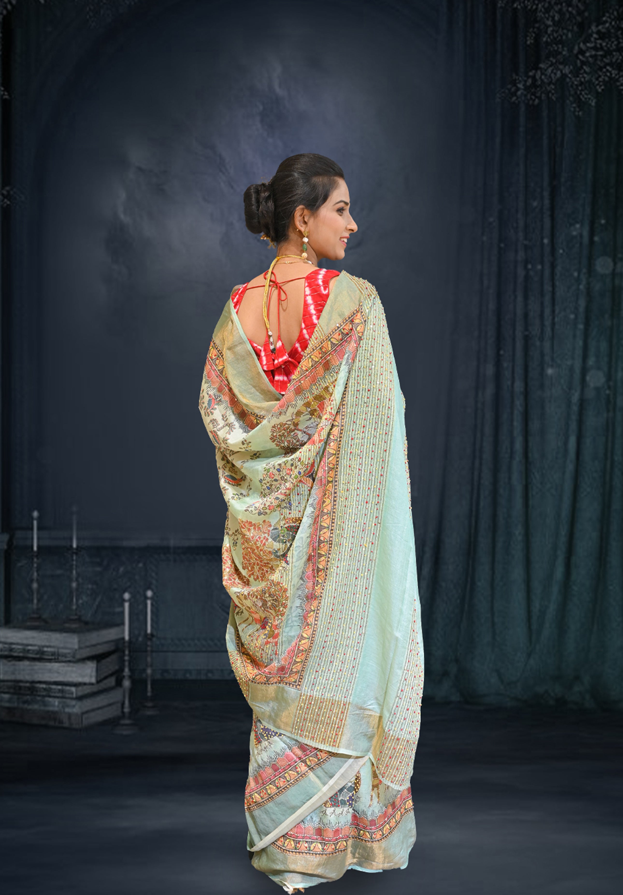 Pure Kantha stich Saree With Blouse Piece – Tea